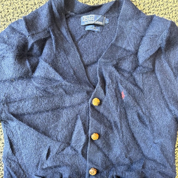True Vintage POLO Ralph Lauren button down Cardigan - Navy Blue - Picture 2 of 4